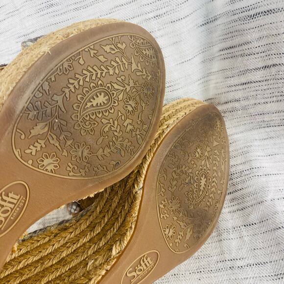 Sofft Leather‎ Snakeskin Wedge Espadrille T-Strap Sandal Size 9 - Picture 4 of 9